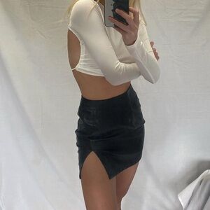 Lioness Black Mini Skirt with White Crop Top